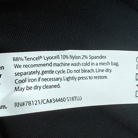 Eileen Fisher Tencel Jersey Dress Size Medium Black Stretch Short Sleeves A-Line - Picture 6 of 6